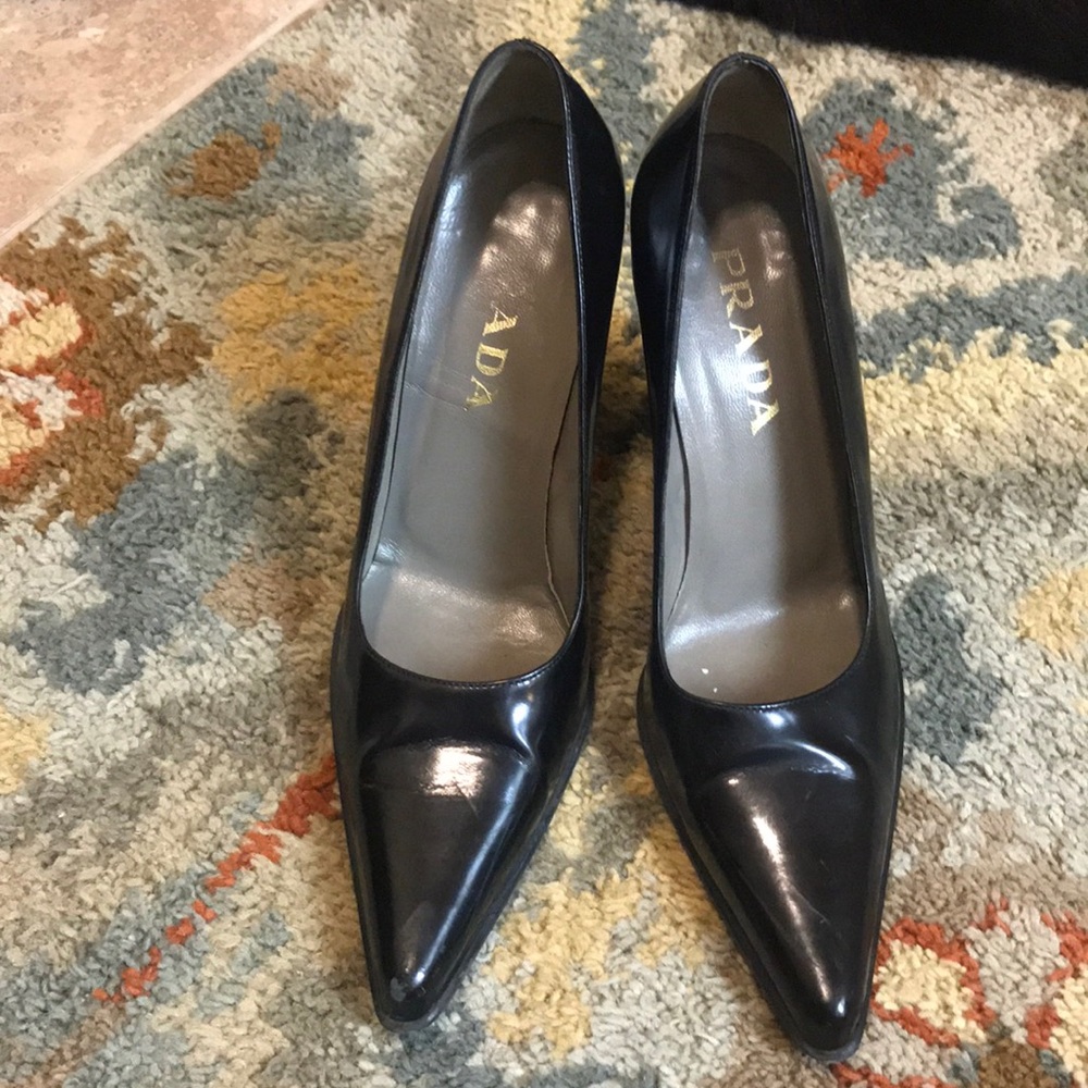 Prada Black Patent Leather Heels Timeless Design